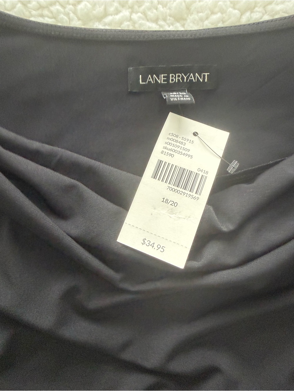 Lane Bryant Draped Black Sleeveless Cowl Neck Top 18/20 - Picture 4 of 7